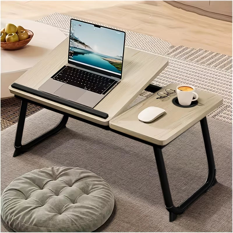 Portable Bed/Sofa Table, Sofa Tray, Home Desk, Breakfast Tray with Cup Holder, Bedside Laptop Stand, Foldable Bed Table